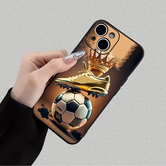 Apple iPhone Phone Case Soccer Ball Gold Cleat Shockproof Case Unisex - Picture 2 of 7